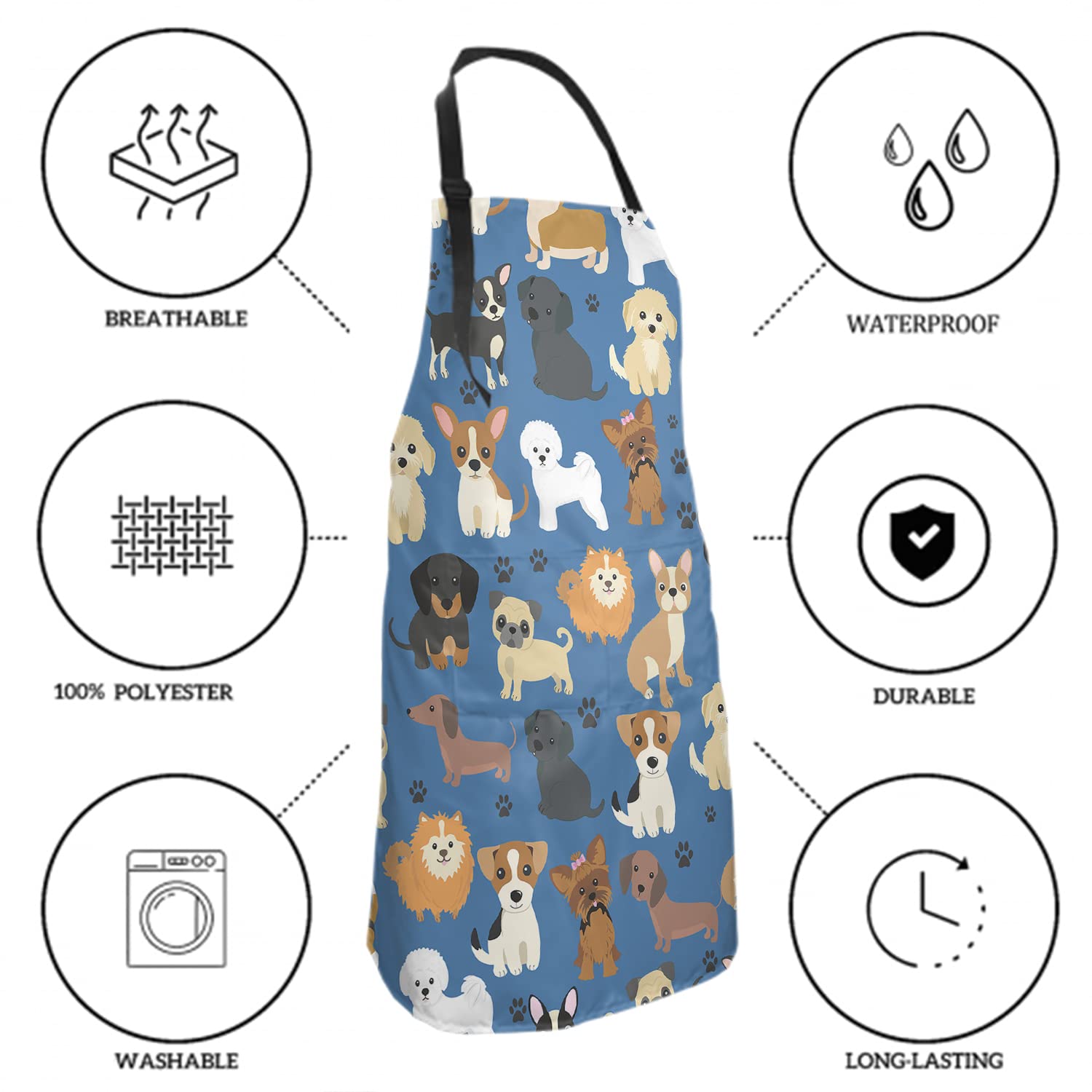 Sweetshow Cute Dogs Pets Apron With 2 Pockets And Adjustable Neck Waterproof Stain Resistant Dog Paw Dog Grooming Apron Apron Fo